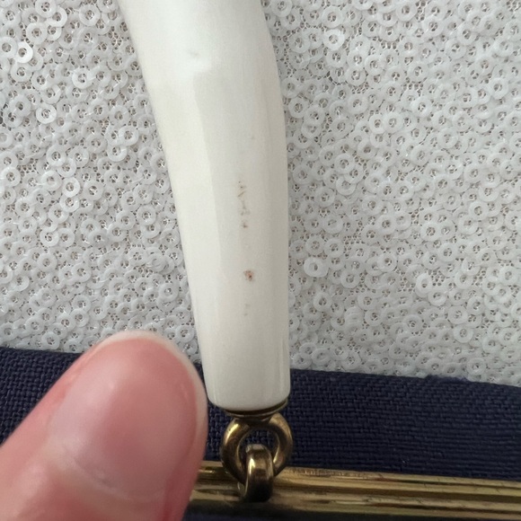 Vintage Handbag 40s 50s Bags by Edwards Blue Top Handle Studded Mexican Purse - Picture 13 of 17